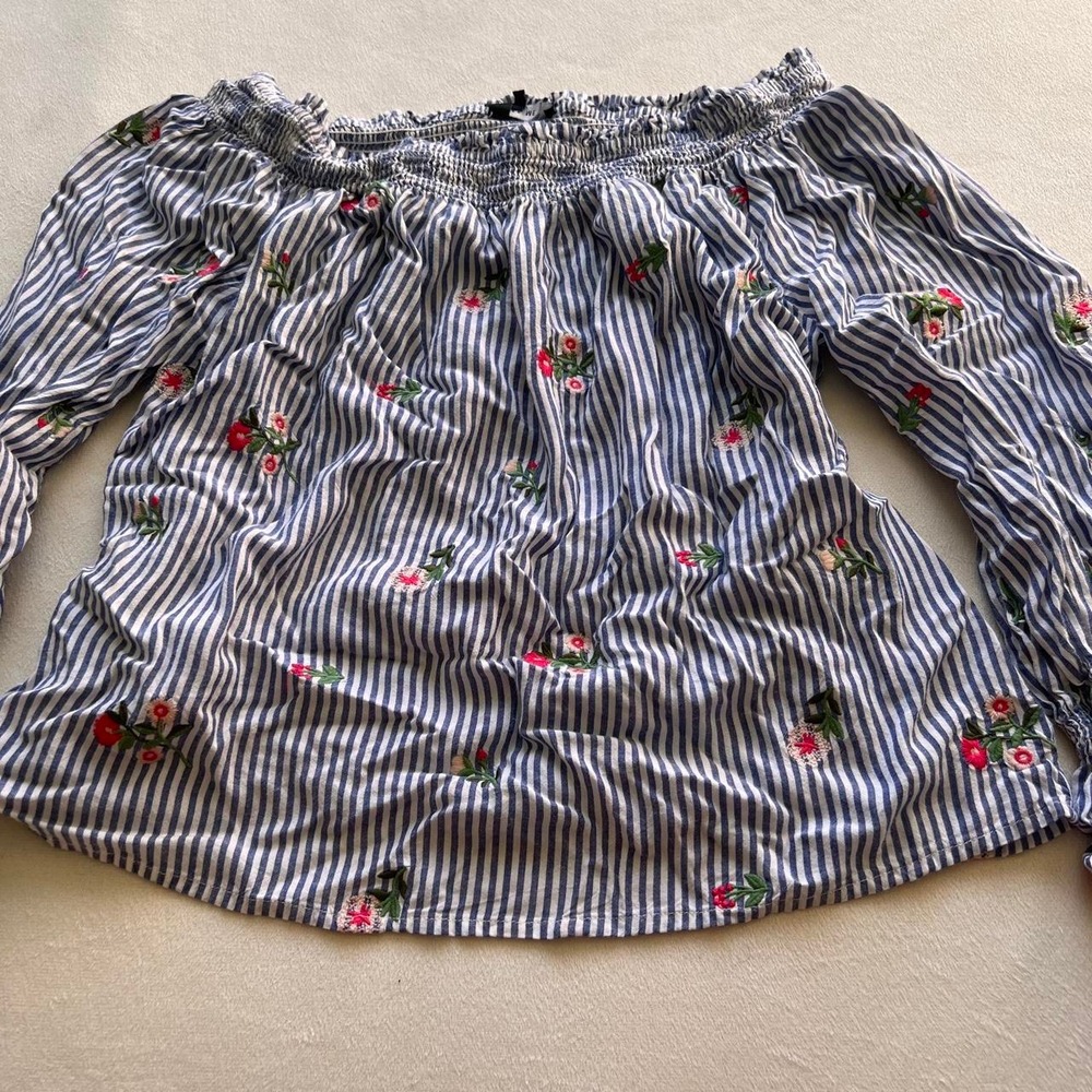 Off the Shoulder Flirty Prairie Flowy Boho Coastal Coquette Blouse Top